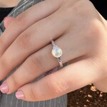 14K White Gold Akoya Pearl & Diamond Ring