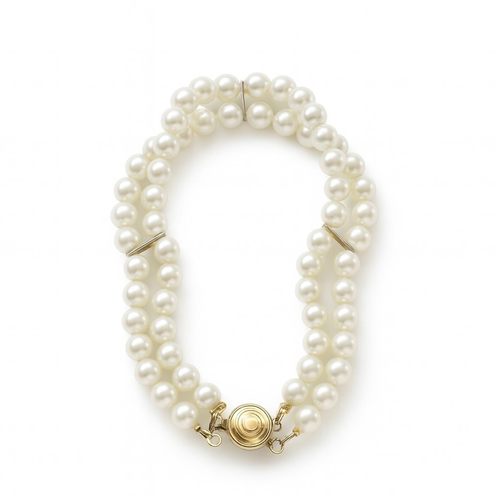 14K Yellow Gold Double Strand Akoya Pearl Bracelet