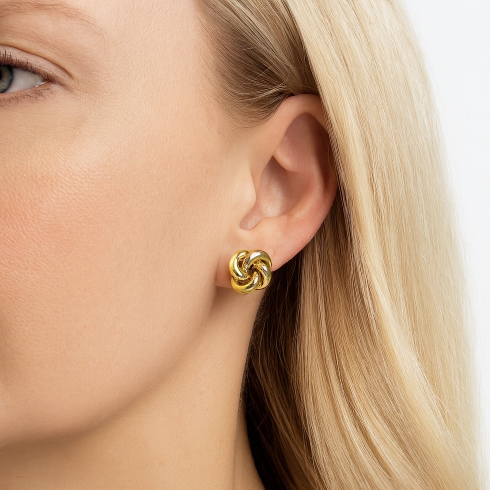 14K Gold Large Polished Knot Stud Earrings
