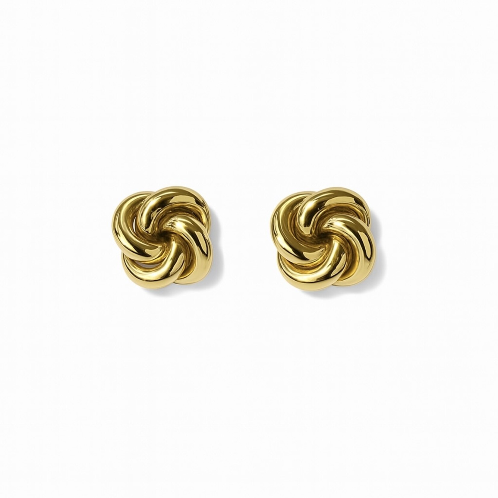 14K Gold Large Polished Knot Stud Earrings
