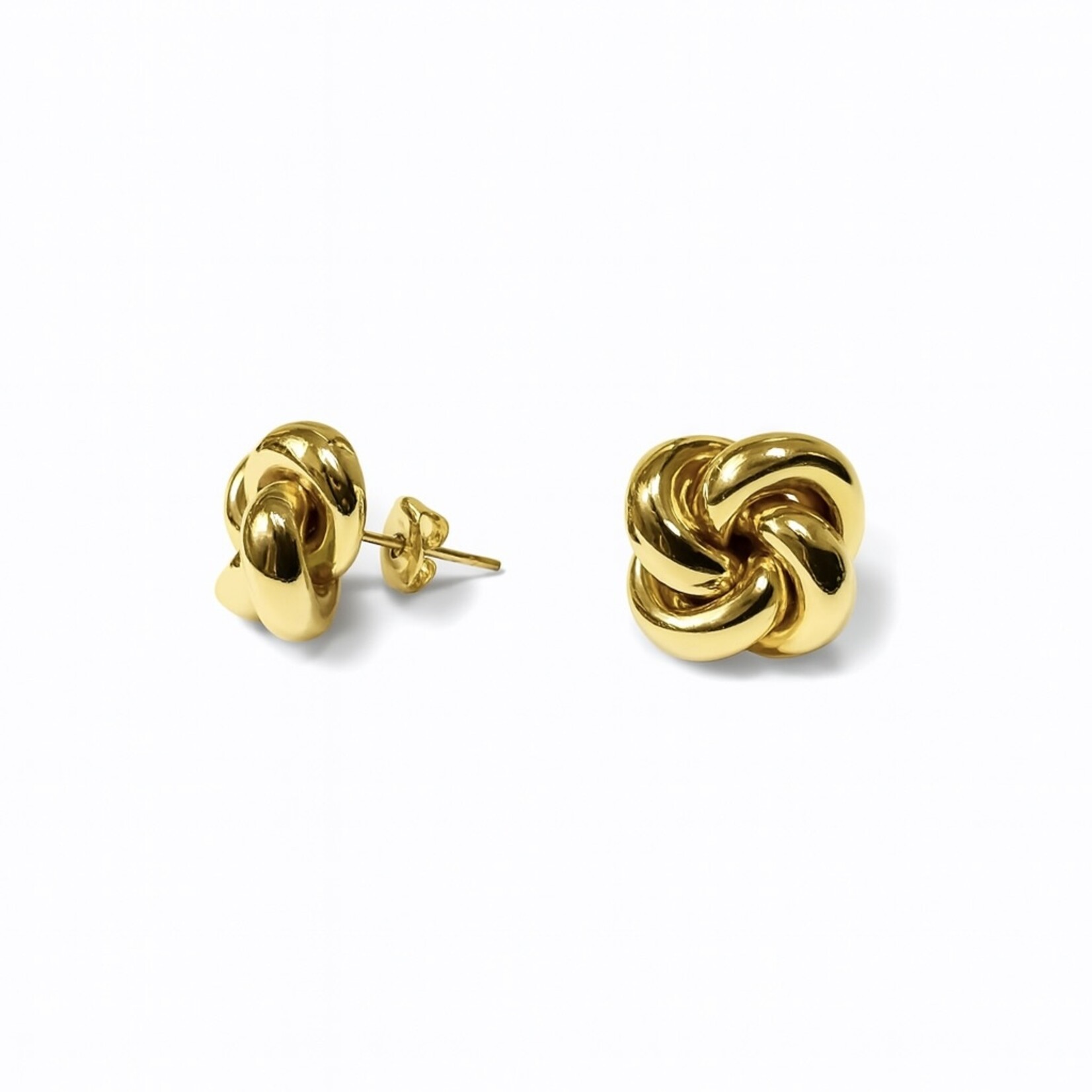 14K Gold Large Polished Knot Stud Earrings