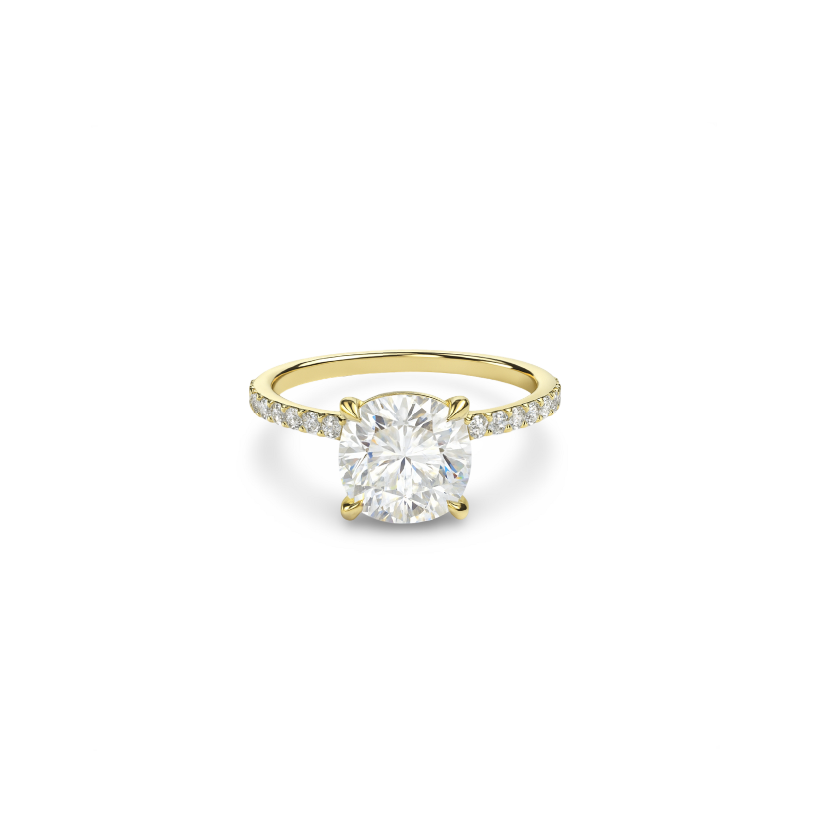 14K Yellow Gold Lab Diamond Hidden Halo Engagement Ring