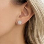 Sterling Silver Stud Pave Diamond Earrings
