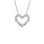 14K White Gold Open Heart Diamond Pendant