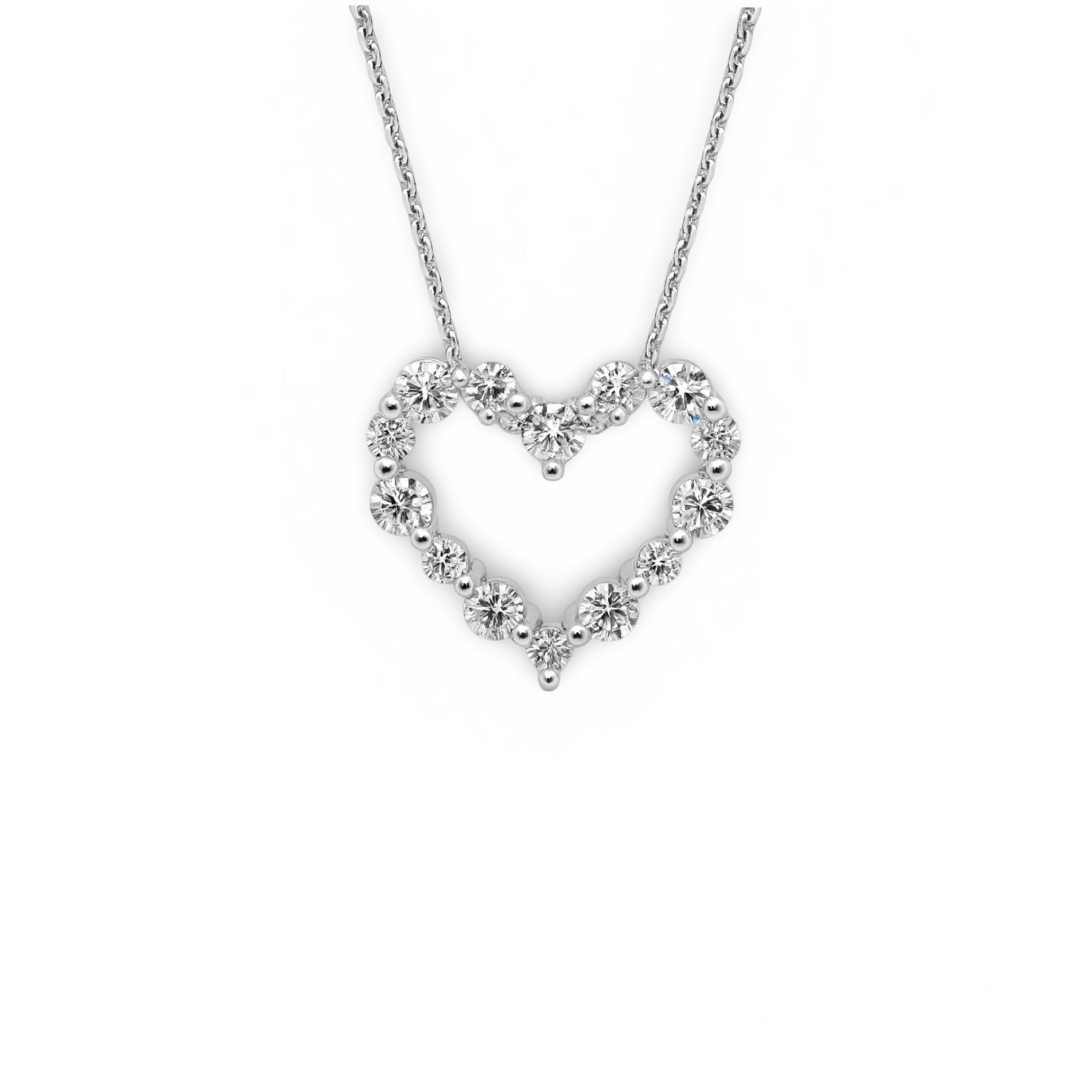 14K White Gold Open Heart Diamond Pendant