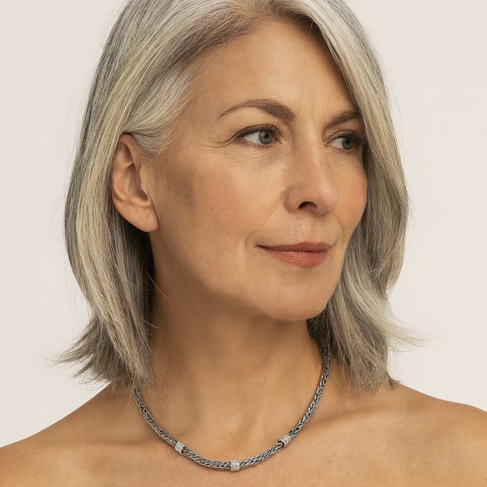 Sterling Silver White Sapphire Weave Chain Necklace