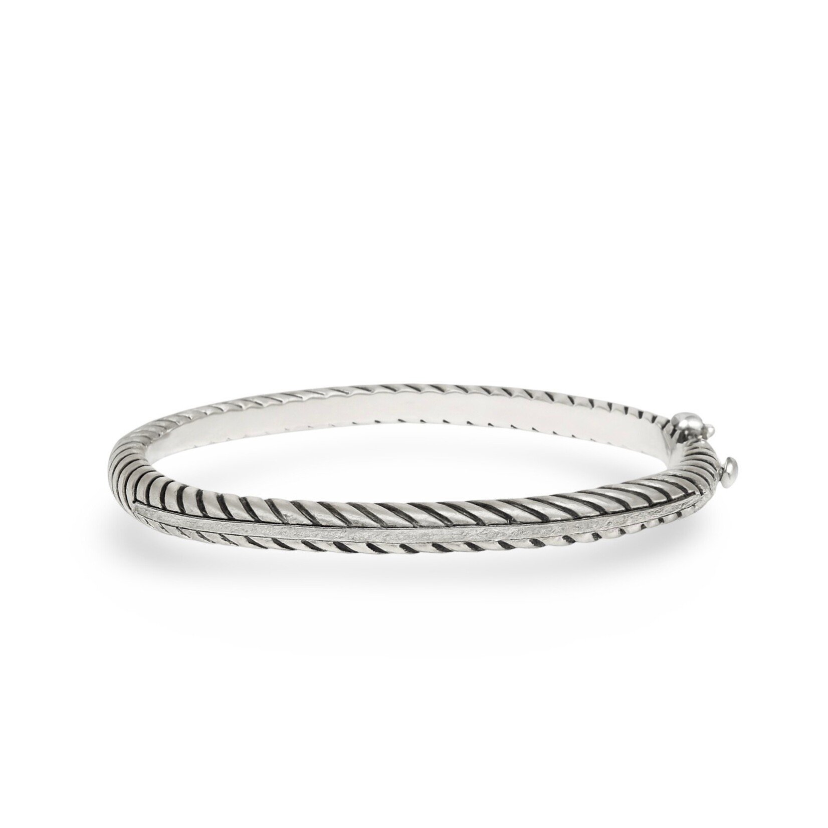 Oxidized Sterling Steel Diamond  0.10ctw Cable Bangle
