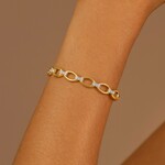 14K Yellow Gold Sterling Diamond Link Bangle
