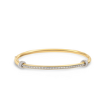 14K Yellow Gold Over Stainless Steel Single Micro Pave Diamond Bangle