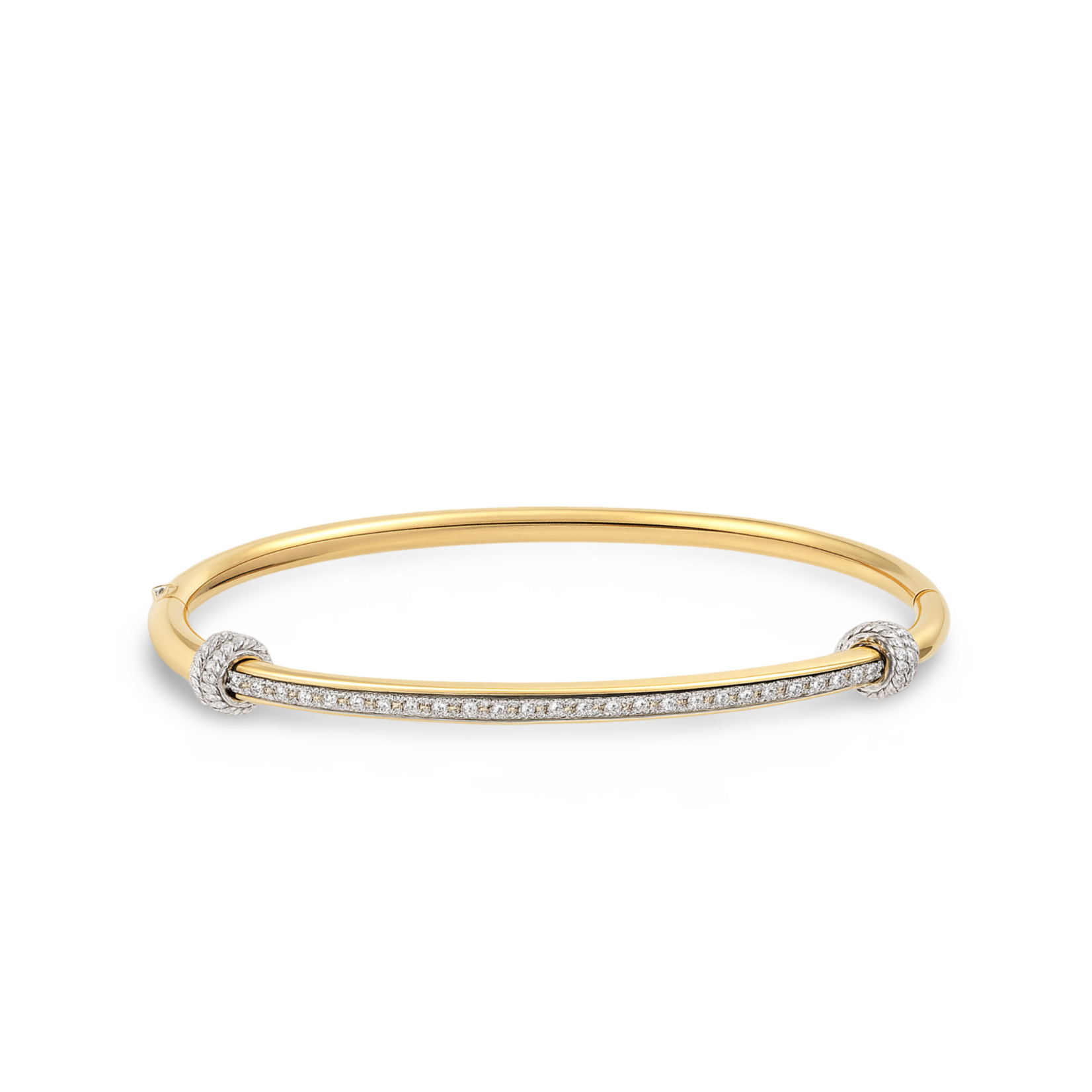 14K Yellow Gold Over Stainless Steel Single Micro Pave Diamond Bangle