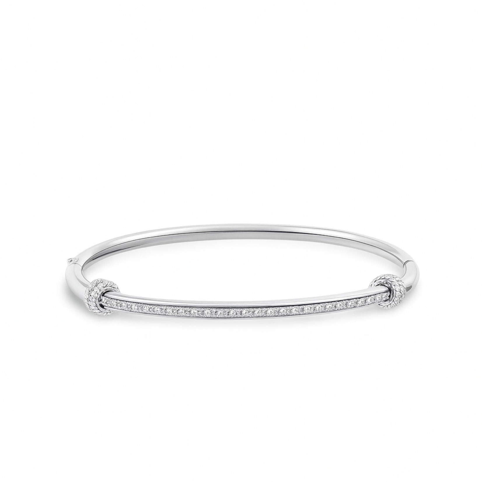 Stainless Steel and Sterling Silver Single Micro Pave Diamond Bangle
