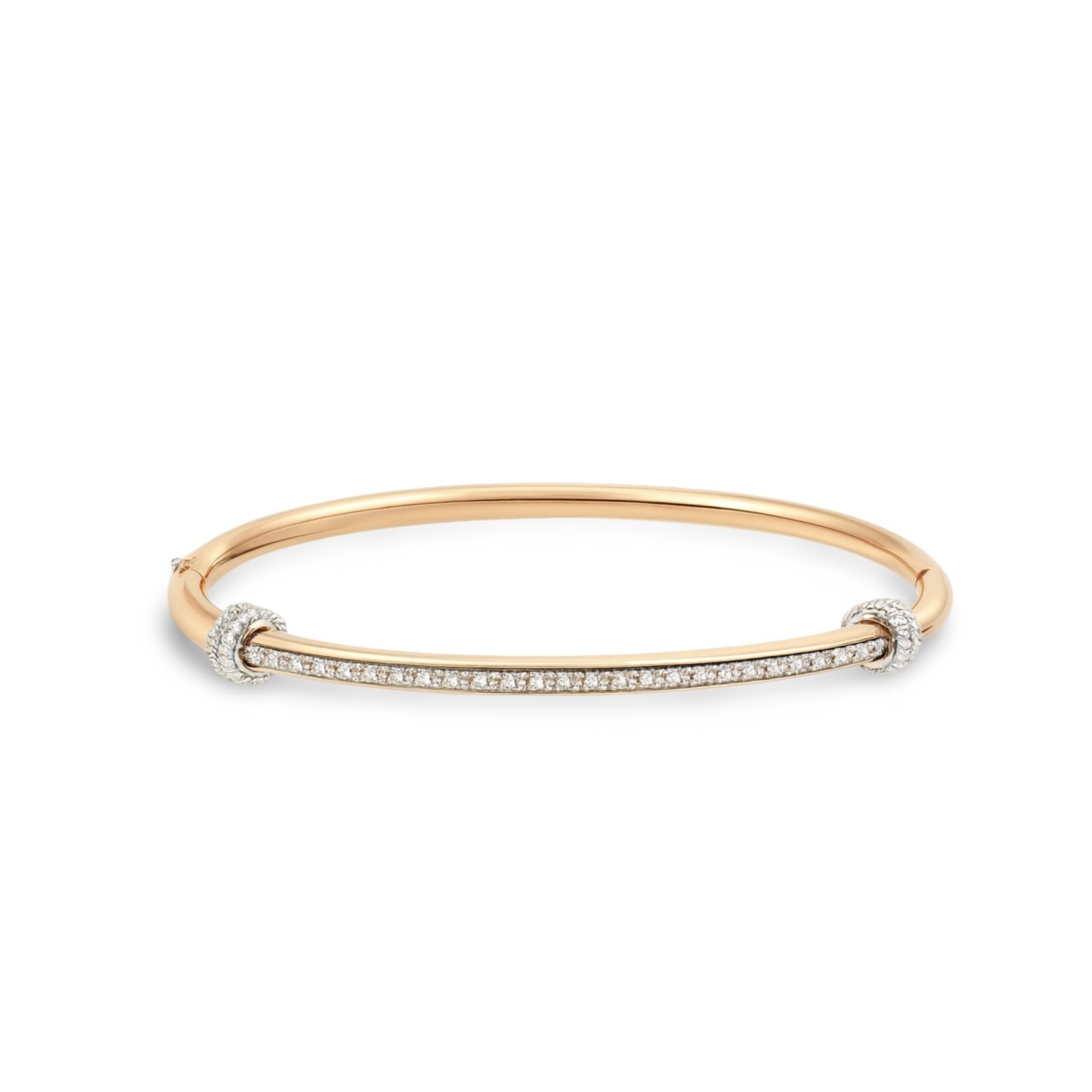 14K Rose Gold Over Stainless Steel Single Micro Pave Diamond Bangle