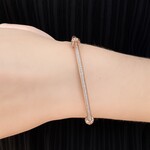 14K Rose Gold Over Stainless Steel Single Micro Pave Diamond Bangle