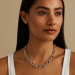 Sterling Silver Italian Cable Paperclip Necklace