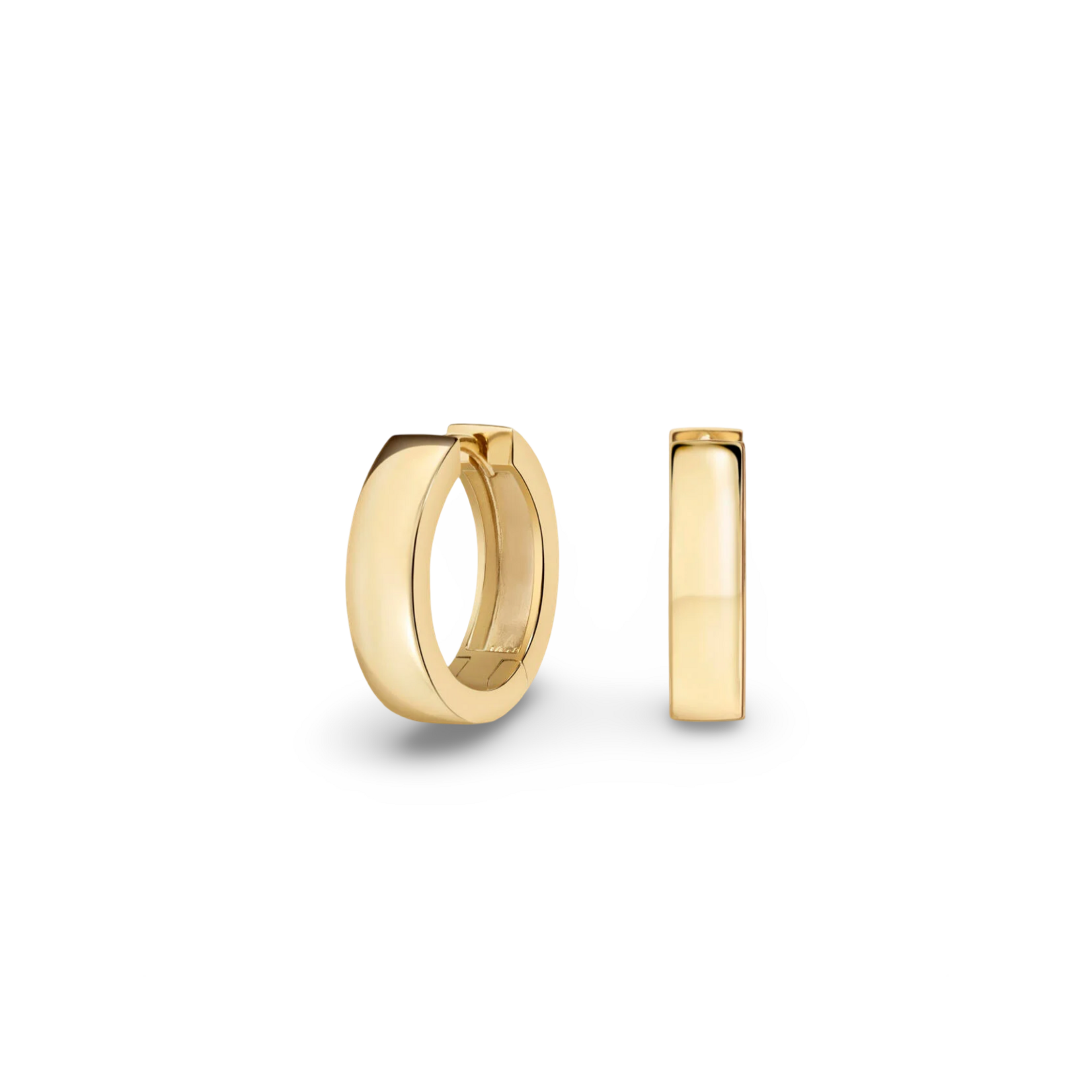 14K Yellow Gold Small Square Polished Huggie Earrings