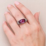 Sterling Silver & 18K Yellow Gold Amethyst and Diamond Candela Ring