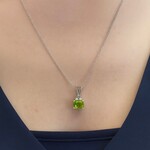 14K White Gold Peridot and Diamond Pendant