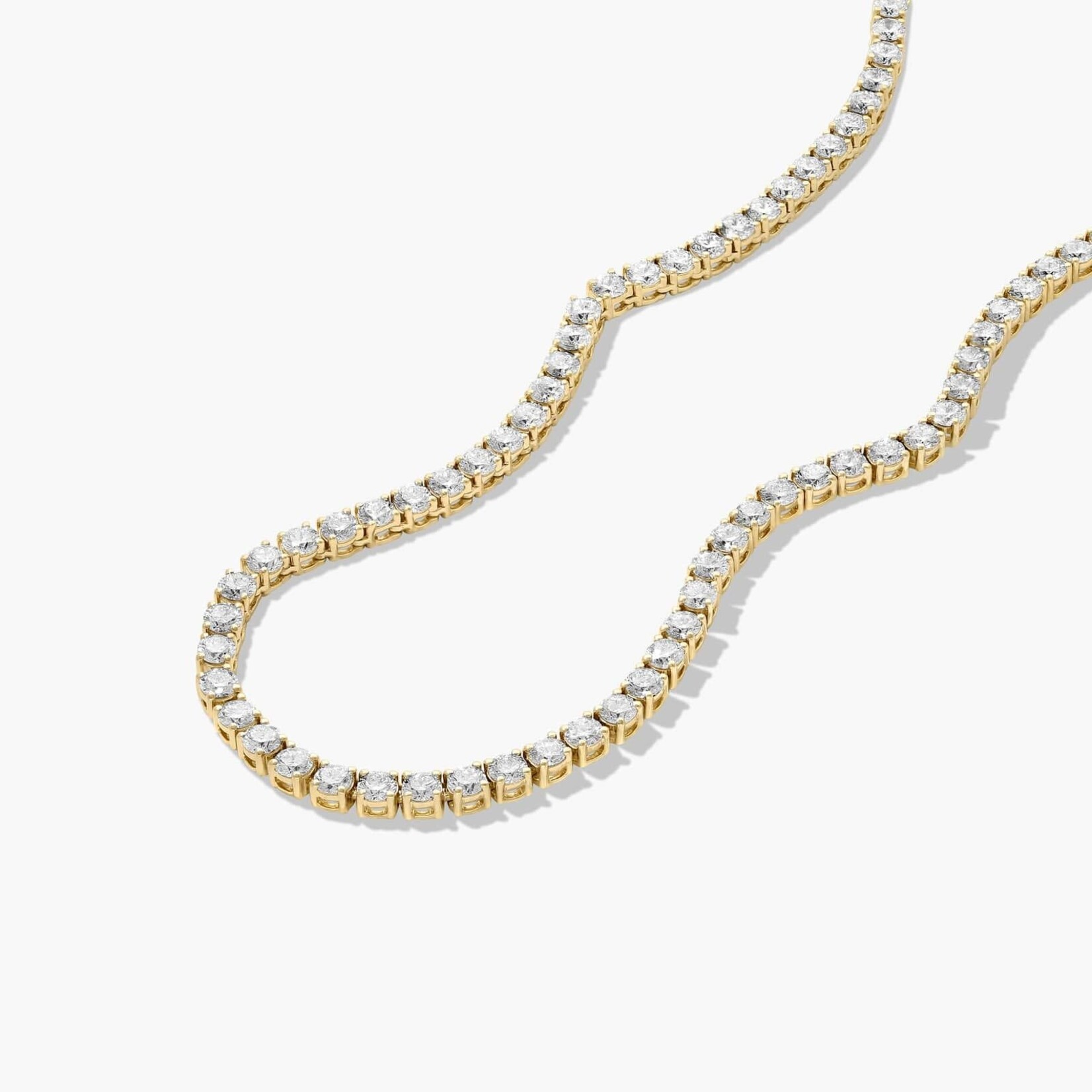 14K Yellow Gold 15 Carat Lab Diamond Tennis Necklace