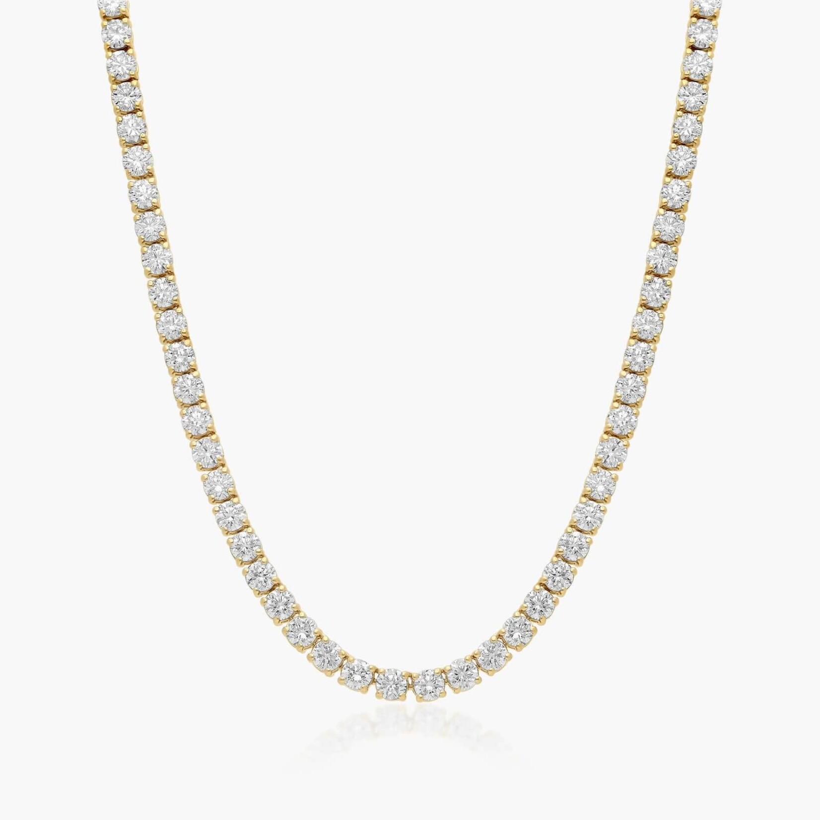 14K Yellow Gold 15 Carat Lab Diamond Tennis Necklace