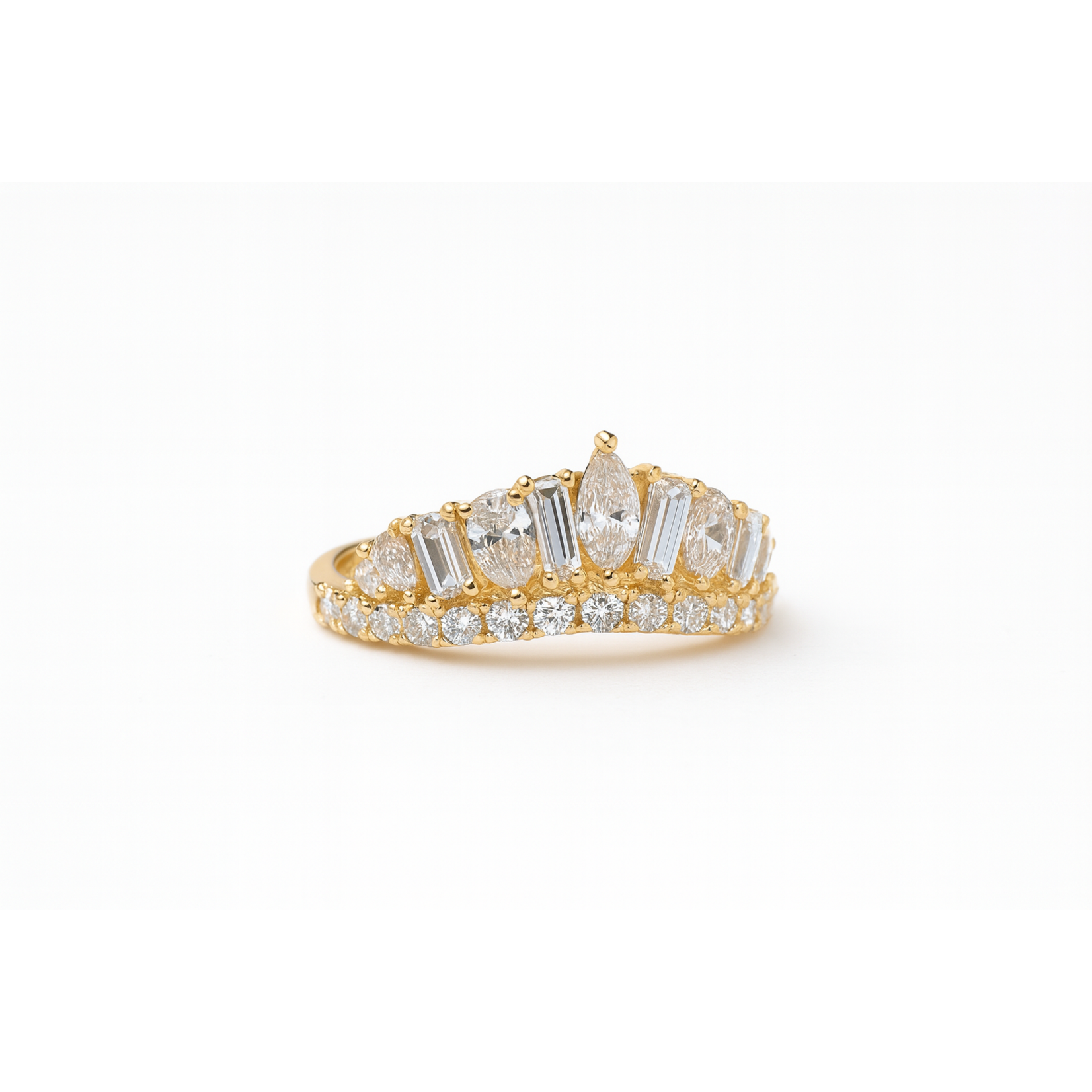 14K Yellow Gold Diamond Crown Enhancer Ring