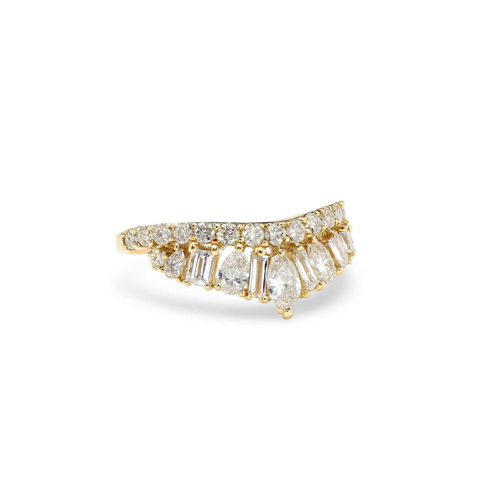 14K Yellow Gold Diamond Crown Enhancer Ring