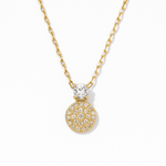 14K Yellow Gold Diamond Pendant with Pave Disc