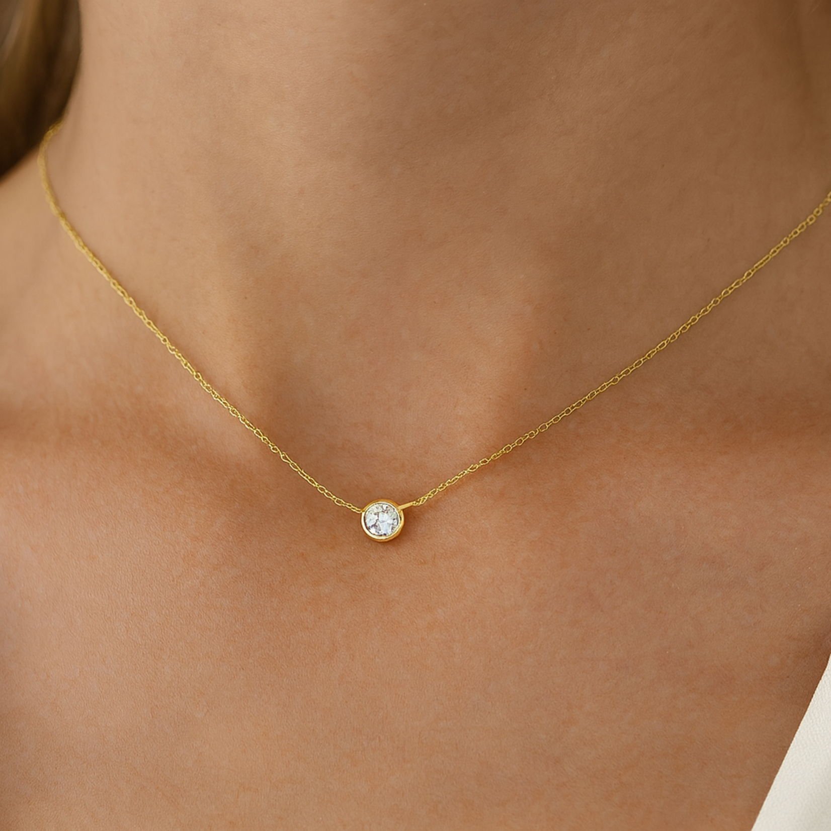 14K Yellow Gold Diamond 1/4 Carat Bezel Pendant