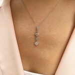 14K White Gold  Lab Cushion Diamond & Pink Diamond Pendant