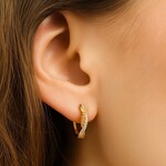 14K Yellow Gold Diamond Twisted Cable Link Hoop Earrings