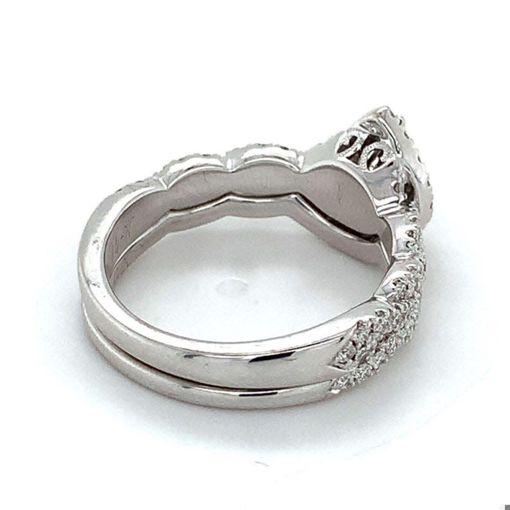 14K White Gold Pear Shape Halo Bridal Ring Set