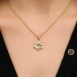 14K Yellow Gold Diamond Star of David Pendant