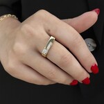 14K Yellow Gold Deco Polished Diamond Ring