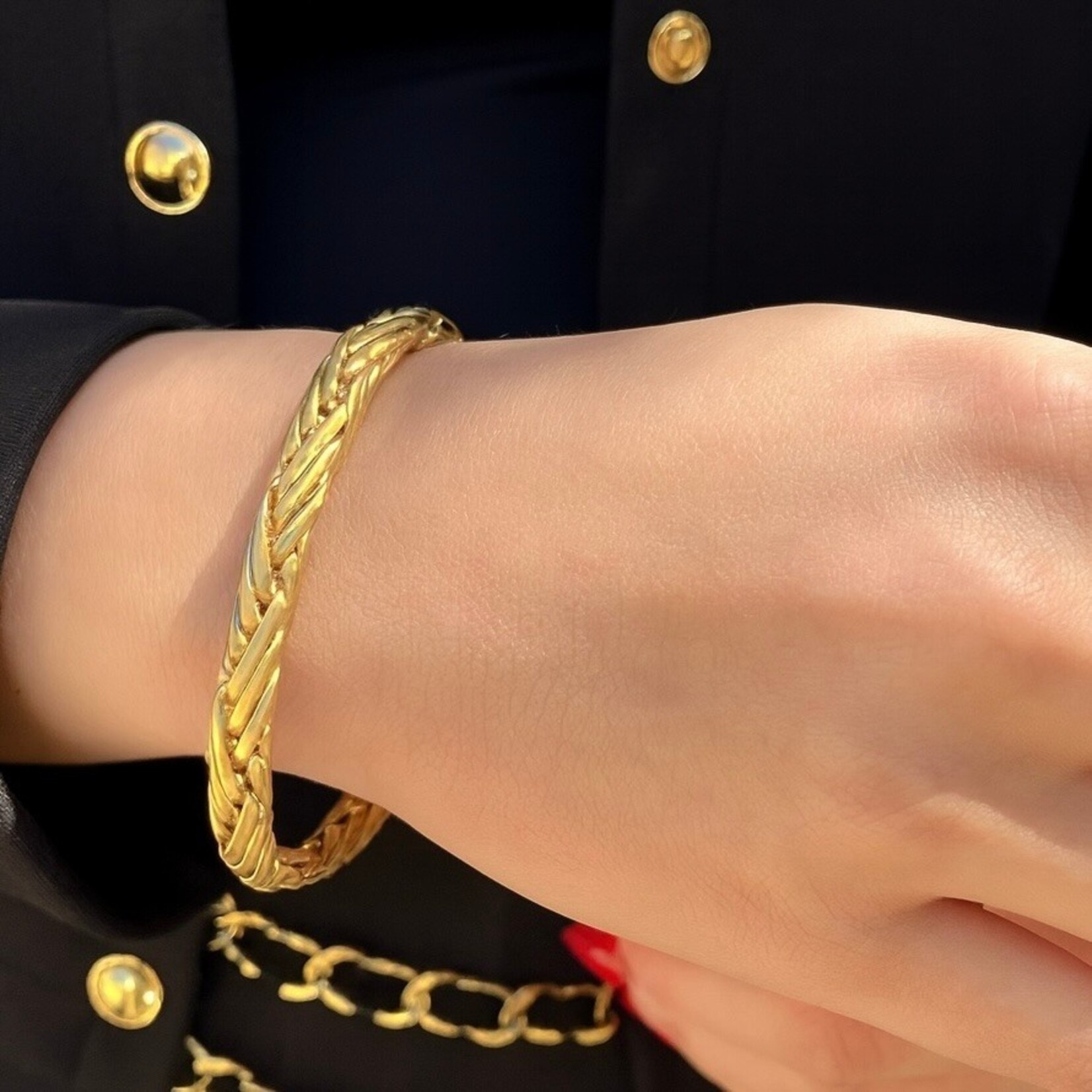 14K Yellow Gold Satin Weave Bracelet