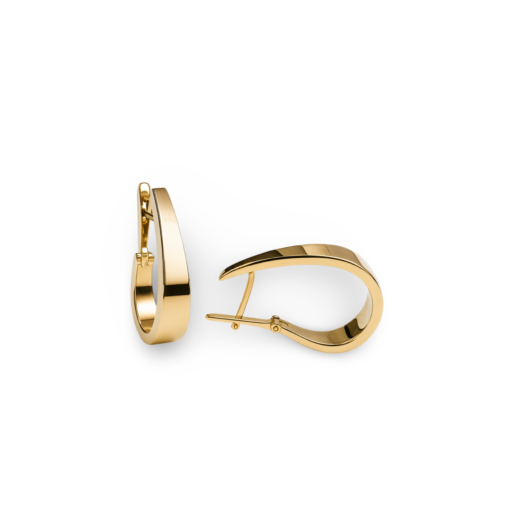 14K Yellow Gold Polished Teardrop Hoop Earrings