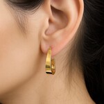 14K Yellow Gold Polished Teardrop Hoop Earrings