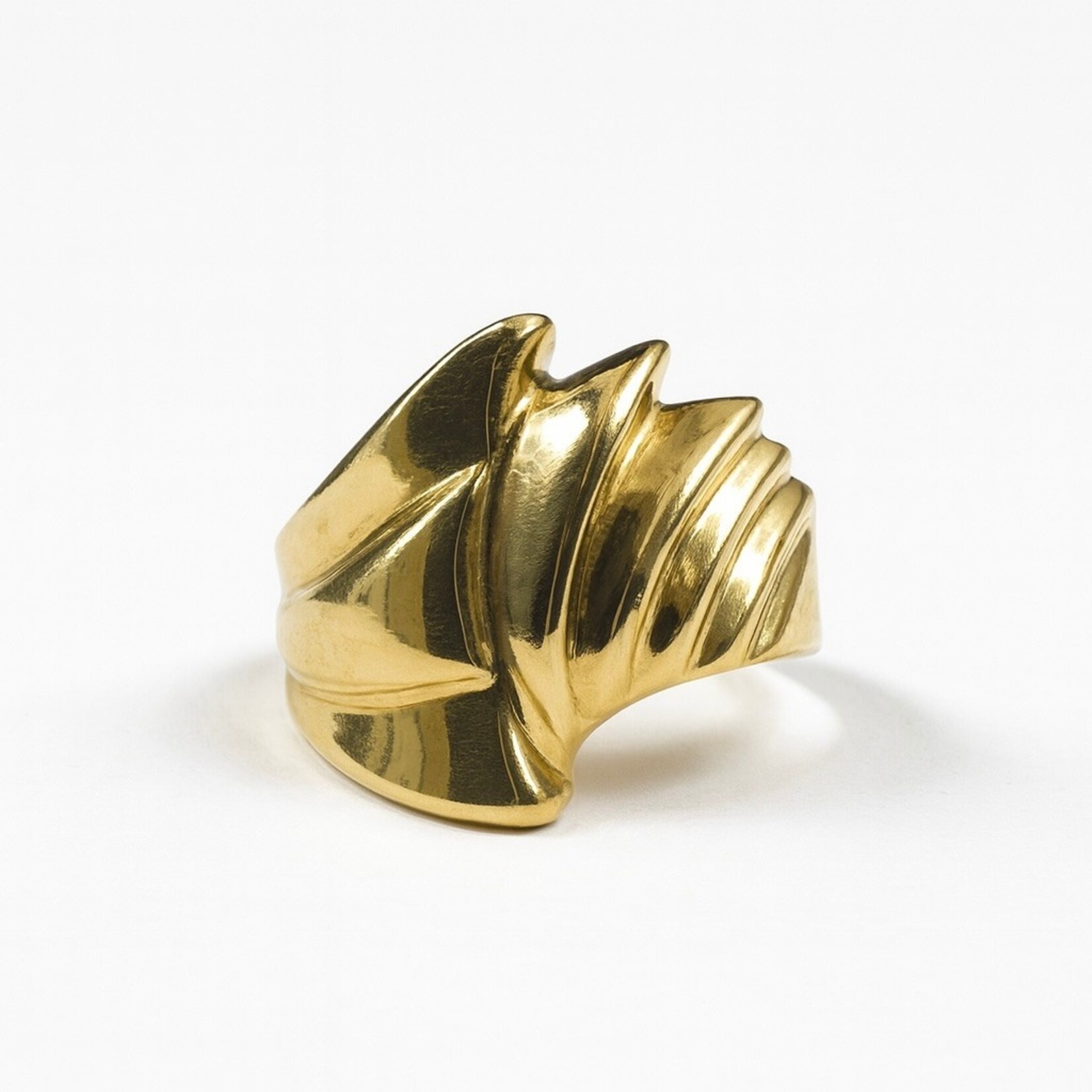 14K Yellow Gold Geometric Deco Polished Ring