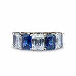 Platinum Sapphire & Diamond Emerald Cut Band