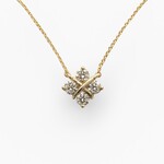 14K Yellow Gold Diamond XO Cluster Pendant