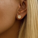 18K Rose Gold Diamond Round Cluster Stud Earrings