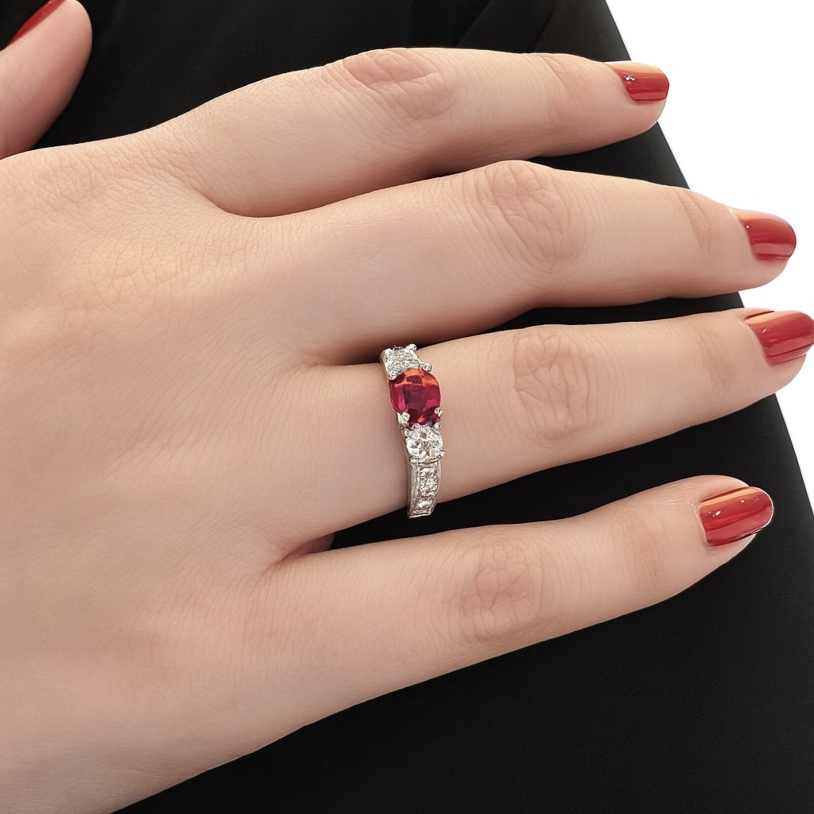 14K White Gold Ruby 0.80ctw Diamond 0.69ctw Ring