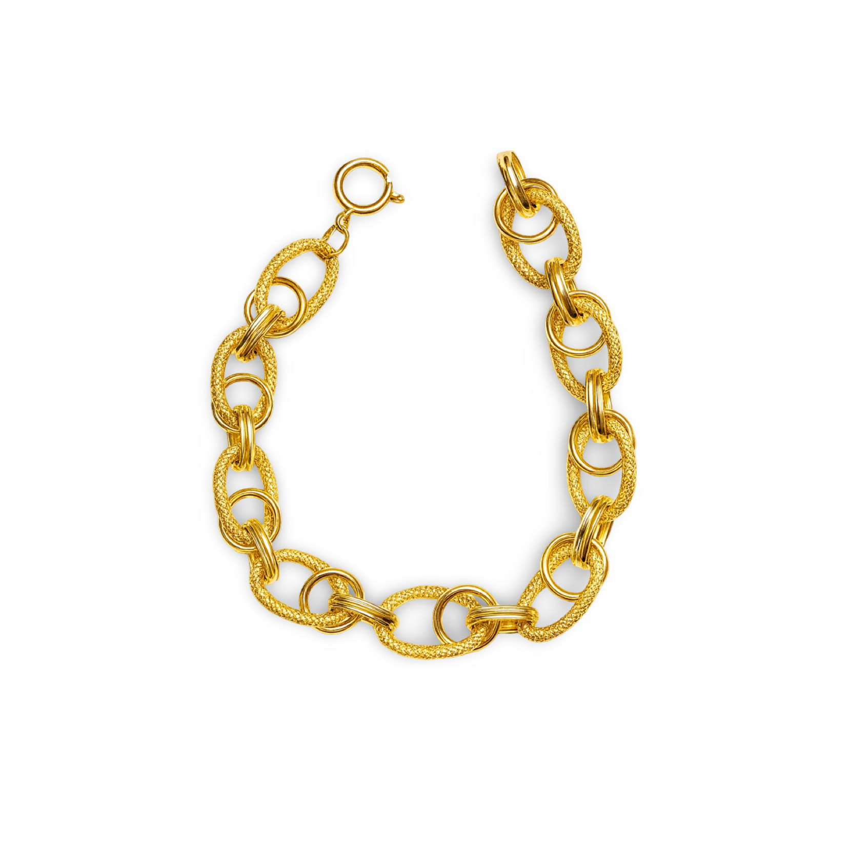 18K Yellow Gold Interlocking Link Italian Bracelet