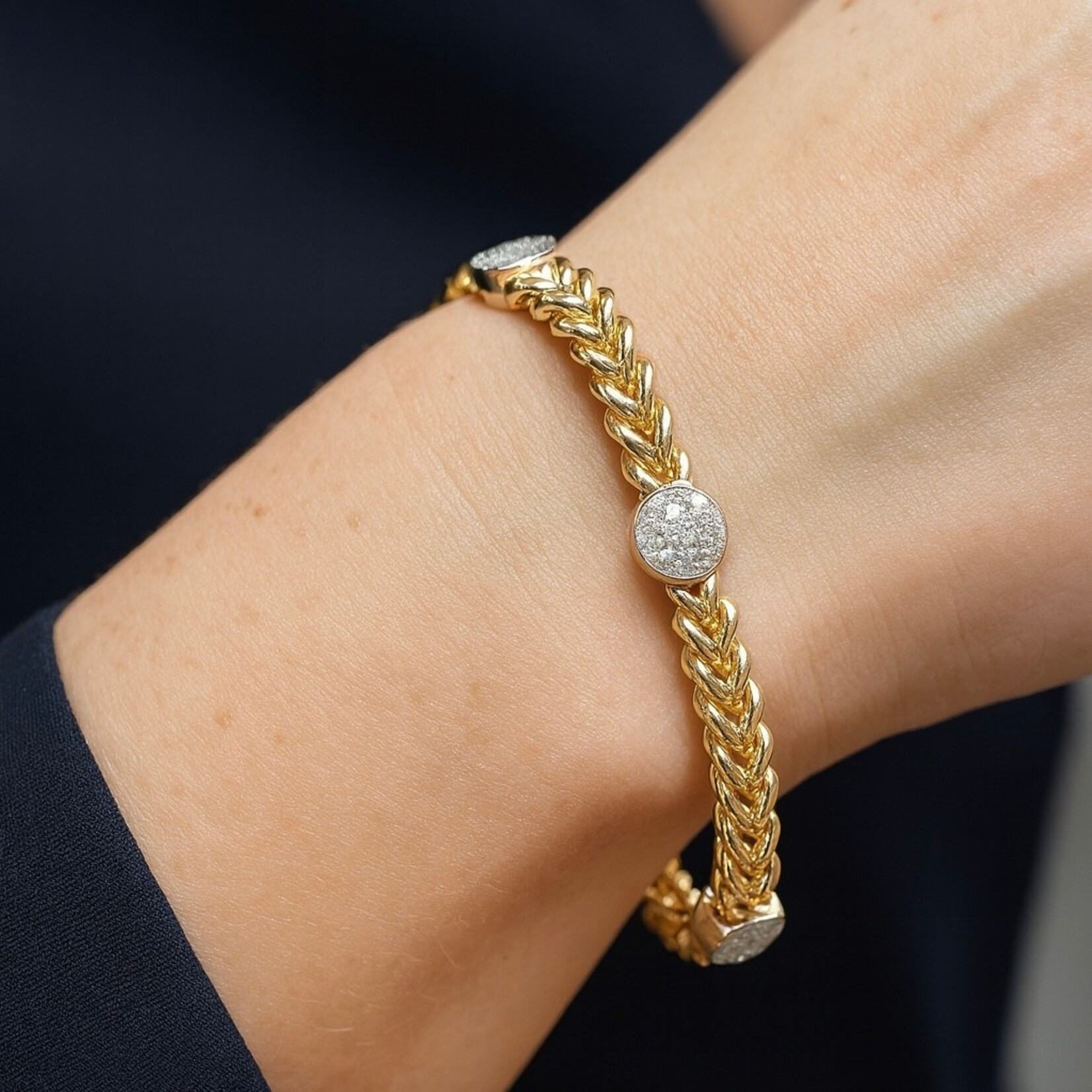 14K Two Tone Diamond Pave Cluster Bracelet