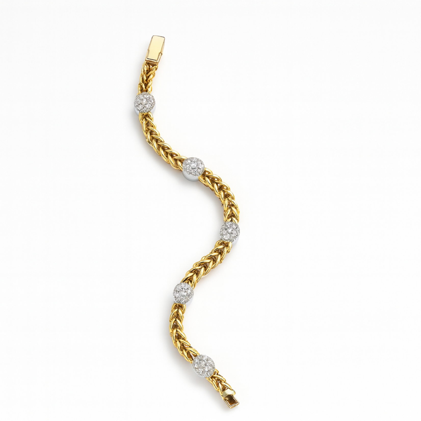 14K Two Tone Diamond Pave Cluster Bracelet