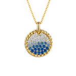 14K Yellow Gold Ombre Blue & White Sapphire Disc Pendant