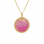 14K Yellow Gold Ombre Pink Sapphire Disc Pendant