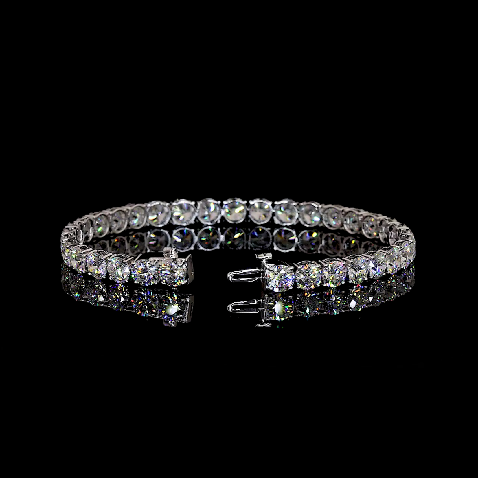 14K White Gold 15 Carat Lab Grown Tennis Bracelet