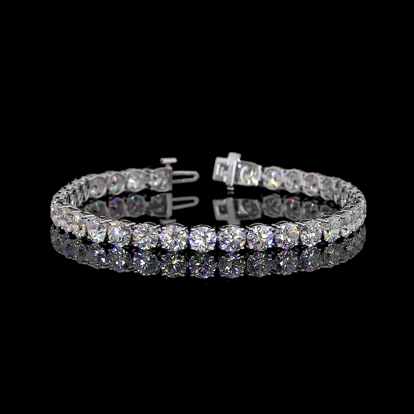 14K White Gold 15 Carat Lab Grown Tennis Bracelet