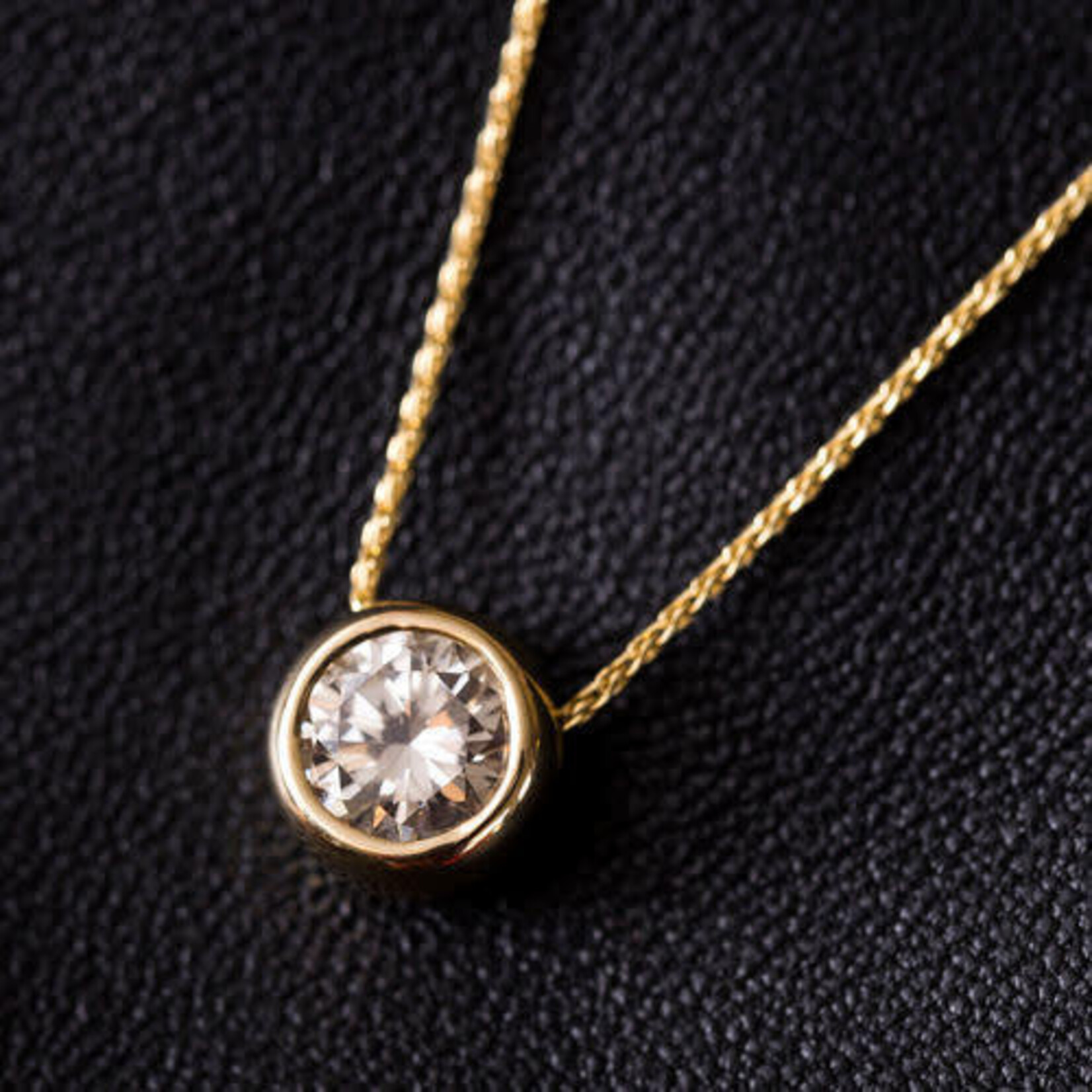 14K Yellow Gold Diamond Bezel Slide Pendant