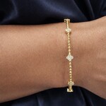 14K Yellow Gold Diamond Clover Flexible Bangle Bracelet