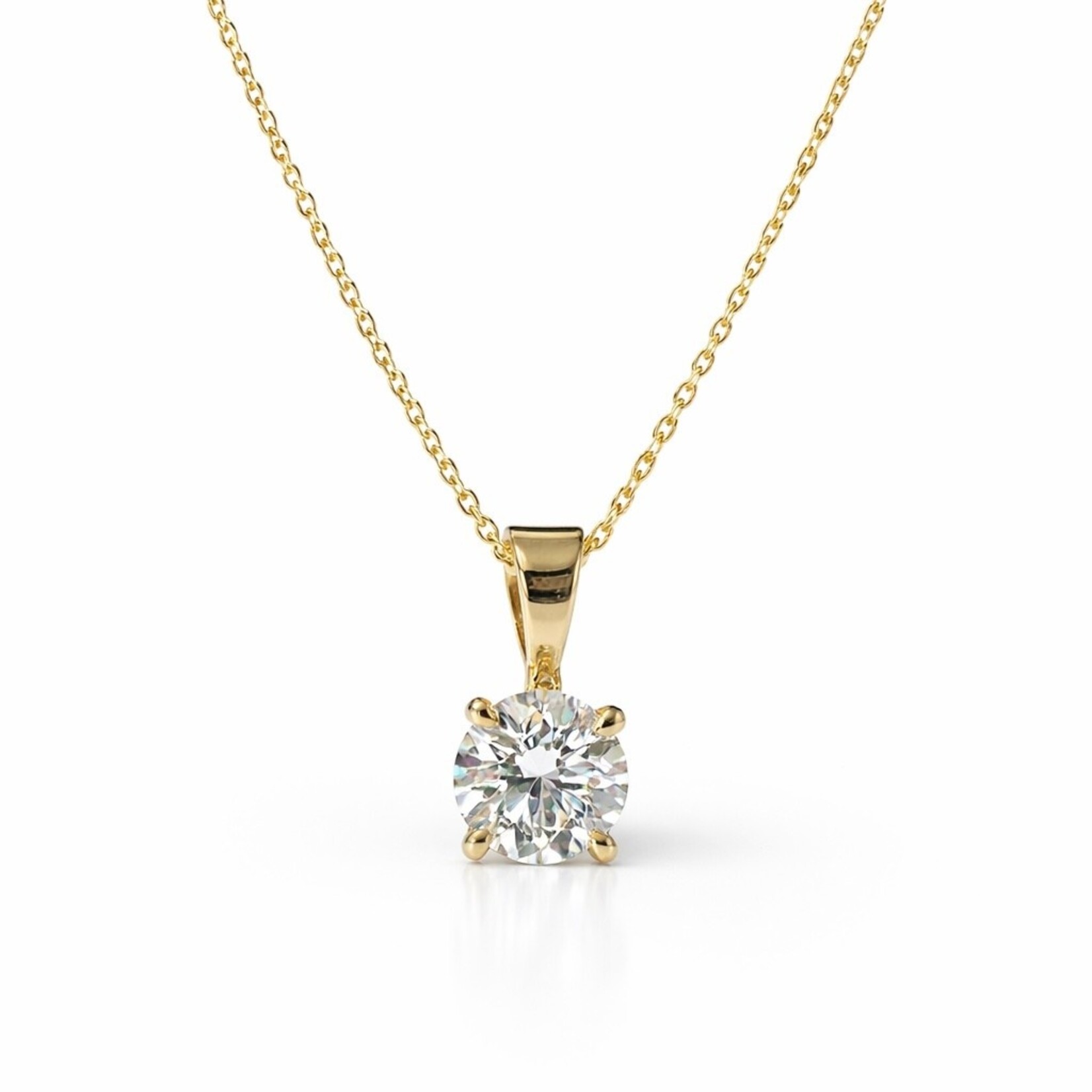 14K Yellow Lab Grown 0.60 Carat Solitaire Pendant